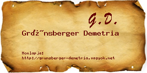 Grünsberger Demetria névjegykártya
